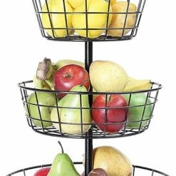 Beste deal 🎉 Polarbear Fruitmand – Etagere 3 Laags – Fruitschaal – Fruitmand Zwart – Fruit Opbergmand – Aanrecht Organiser – Zwart 🔔