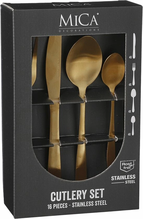 Kopen π― Mica Decorations Bestekset 4 Persoons - 16 Delig - Roestvrijstaal - Goud π₯° 6 Kopen π― Mica Decorations Bestekset 4 Persoons - 16 Delig - Roestvrijstaal - Goud π₯° - Afbeelding 6