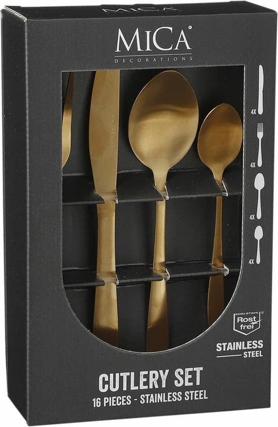 Kopen π― Mica Decorations Bestekset 4 Persoons - 16 Delig - Roestvrijstaal - Goud π₯° 4 Kopen π― Mica Decorations Bestekset 4 Persoons - 16 Delig - Roestvrijstaal - Goud π₯° - Afbeelding 4