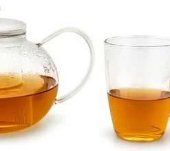 Gloednieuw π Bredemeijer - Theeset Glazen Theepot 1 Liter Met Filter + Twee Theeglazen π