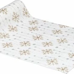 Korting 🔔 Atmosphera - Kerst Thema Diner Tafelloper - Wit/goud - 28 X 300 Cm 💯