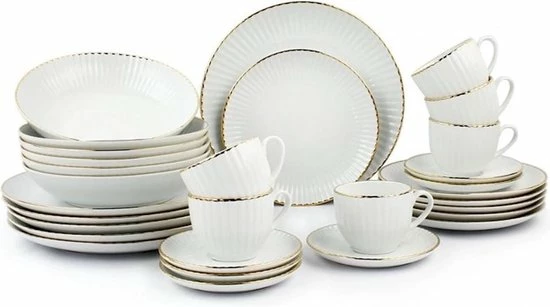 Gloednieuw π LUBIANA DAISY GOLD - Wit Porselein Handmatig Gedecoreerd Met Gouden Streep Koffie En Dinerservies 30-delig Voor 6 Personen β 8 Gloednieuw π LUBIANA DAISY GOLD - Wit Porselein Handmatig Gedecoreerd Met Gouden Streep Koffie En Dinerservies 30-delig Voor 6 Personen β - Afbeelding 8