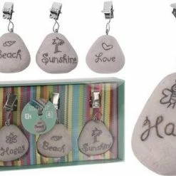 Goedkoopste 🧨 Merkloos Tafelkleedgewichten In De Vorm Van Een Steen Met Tekst, Set A 4 Stuks 🧨