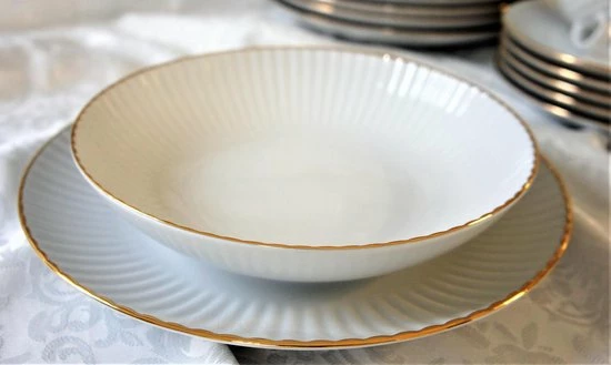 Gloednieuw π LUBIANA DAISY GOLD - Wit Porselein Handmatig Gedecoreerd Met Gouden Streep Koffie En Dinerservies 30-delig Voor 6 Personen β 4 Gloednieuw π LUBIANA DAISY GOLD - Wit Porselein Handmatig Gedecoreerd Met Gouden Streep Koffie En Dinerservies 30-delig Voor 6 Personen β - Afbeelding 4