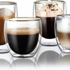 Beste Verkoop 🤩 Sybra Dubbelwandige Koffieglazen - 2x 350ml - Theeglazen - Latte Macchiato Glazen - Dubbelwandige Theeglazen 🥰