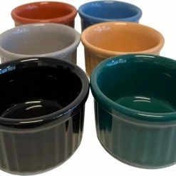 Uitgang 😉 Cooker - Set Van 6x Stuks - Crème Brulée Schaaltjes - Ramekin - Souffle Bakjes - Keramiek - Multikleur - Ovenschalen Bakvorm - 9,5x5 Cm 😍 -T-fal winkle 550x400 1