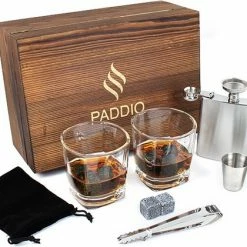 Promo 🥰 Paddio Whiskey Set - Incl. Whiskey Glazen, Heupfles, Whiskey Stones En Shotglaasjes - Whiskey Cadeauset - Gift Set - Whisky Tasting - Platvink - Zakflacon - Borrelglaasjes - Whiskey Stenen 🔥