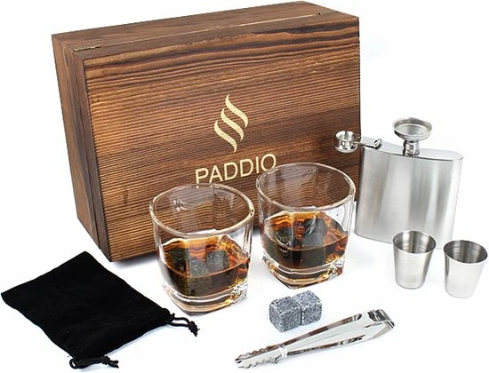 Promo π₯° Paddio Whiskey Set - Incl. Whiskey Glazen, Heupfles, Whiskey Stones En Shotglaasjes - Whiskey Cadeauset - Gift Set - Whisky Tasting - Platvink - Zakflacon - Borrelglaasjes - Whiskey Stenen π₯ 1 Promo π₯° Paddio Whiskey Set - Incl. Whiskey Glazen, Heupfles, Whiskey Stones En Shotglaasjes - Whiskey Cadeauset - Gift Set - Whisky Tasting - Platvink - Zakflacon - Borrelglaasjes - Whiskey Stenen π₯
