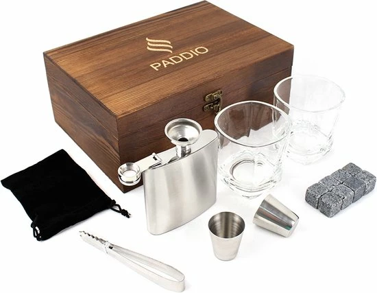 Promo π₯° Paddio Whiskey Set - Incl. Whiskey Glazen, Heupfles, Whiskey Stones En Shotglaasjes - Whiskey Cadeauset - Gift Set - Whisky Tasting - Platvink - Zakflacon - Borrelglaasjes - Whiskey Stenen π₯ 2 Promo π₯° Paddio Whiskey Set - Incl. Whiskey Glazen, Heupfles, Whiskey Stones En Shotglaasjes - Whiskey Cadeauset - Gift Set - Whisky Tasting - Platvink - Zakflacon - Borrelglaasjes - Whiskey Stenen π₯ - Afbeelding 2