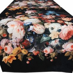 Hete verkoop 𧨠Clayre & Eef Tafelloper 35x180 Cm Zwart Rood Polyester Rechthoek Bloemen Tafelkleed Loper Tafeltextiel π₯