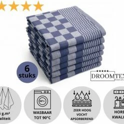 Aanbiedingen 👏 Droomtextiel Droomtexiel® Horeca Kwaliteit Katoenen Theedoeken Set - 6x Theedoeken - Blauw Wit + Gratis 6 Keukendoeken T.w.v €22,95 🔔 -T-fal winkle 550x433 5