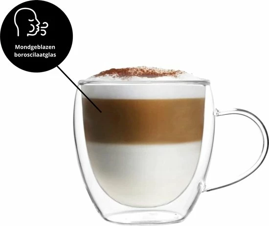 Gloednieuw π GLAEZ® Dubbelwandige Glazen Met Oor - Capuccino Koffieglas - Latte Macchiato Glazen - Theeglazen Dubbelwandig - Koffieglas Handgeblazen - Dubbelwandig Koffieglazen - Vaatwasserbestendig - 250 Ml - Set Van 6 Stuks π 4 Gloednieuw π GLAEZ® Dubbelwandige Glazen Met Oor - Capuccino Koffieglas - Latte Macchiato Glazen - Theeglazen Dubbelwandig - Koffieglas Handgeblazen - Dubbelwandig Koffieglazen - Vaatwasserbestendig - 250 Ml - Set Van 6 Stuks π - Afbeelding 4