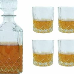 Top 10 👏 Orange85 Whiskey Karaf - 4 Glazen - 5- Delig - Transparant - 900/230 Ml - Glas - Set 😉 -T-fal winkle 550x478 2