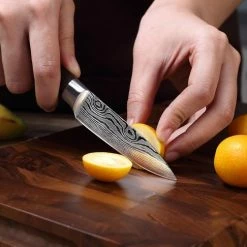 Korting ✔️ PAUDIN N8 Professioneel RVS Japans Groentemes 9 Cm - Vlijmscherp Schilmes Gemaakt Van Hoogwaardig Roestvast Duits Carbonstaal - Damascus Patroon - Klein Officemes - Nu Extra Scherp Geprijst - Black Friday - Sint En Kerst 😉 -T-fal winkle 550x486