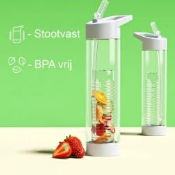 Gloednieuw 🔔 Merkloos Waterfles Met Naam - Drinkfles Met Rietje - Fruit Filter Infuser - 700 Ml - Wit - Vaderdag Cadeau 🥰 -T-fal winkle 550x503 7