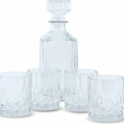 Top 10 👏 Orange85 Whiskey Karaf - 4 Glazen - 5- Delig - Transparant - 900/230 Ml - Glas - Set 😉 -T-fal winkle 550x504 1