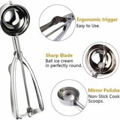 Beste Pirce 🛒 HomeDays IJsscoop - Ijsschep - Ijsjes Scheppen - Ijsboltang - Bolletjeslepel / Portioneerlepel - Scoop - RVS - 3 Stuks 🔥 -T-fal winkle 550x521 2
