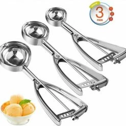 Beste Pirce 🛒 HomeDays IJsscoop - Ijsschep - Ijsjes Scheppen - Ijsboltang - Bolletjeslepel / Portioneerlepel - Scoop - RVS - 3 Stuks 🔥