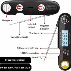 Goedkoopste 🎁 Nauwkeurige Keukenthermometer Met Ophangmagneet – Waterdicht - Digitale BBQ Thermometer - Vleesthermometer Keuken - Kernthermometer - Temperatuur Range -50 °C Tot 300°C - Qwality4u ❤️ -T-fal winkle 550x527 6