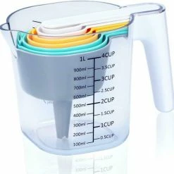 Beste Pirce 😉 Alpina Maatbeker Set 9-delig Tot 1 Liter (Inclusief Trechter En Roerstaaf) - Measuring Cups & Spoons - Stapelbaar - Modern Design 😍 -T-fal winkle 550x539 1