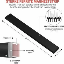 Coupon 🎁 Alheco Messenmagneet - Met Siliconen Beschermlaag Voor Messen - Inclusief Schroeven En Pluggen - Magneetstrip - RVS - Zilver - 26cm ✔️ -T-fal winkle 550x545 6