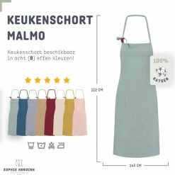 Beste deal 🎁 Sophie Nørdinn Schort Van Sophie Nordinn® - Keukenschort Malmö (Mintgroen) - Schorten Voor Vrouwen - 87 X 77 Cm 😀 -T-fal winkle 550x546