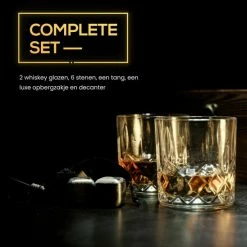 Aanbiedingen 😍 2BEHOME Whiskey Set Met Decanteer Karaf - Incl. 2 Whiskey Glazen En 6 Whiskey Stones En Luxe Geschenkdoos - Whisky - Cadeau Voor Man/vrouw ✨ -T-fal winkle 550x548