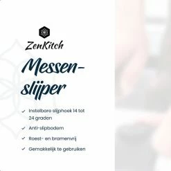 Beste Verkoop ⌛ ZenKitch Messenslijper - Aanzetstaal - Verstelbare Slijphoek & 2 Standen - Incl. Scharenslijper - Doortrekslijper - Carbon Steel 🔔 -T-fal winkle 550x550 143