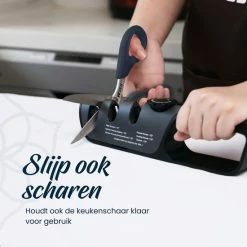 Beste Verkoop ⌛ ZenKitch Messenslijper - Aanzetstaal - Verstelbare Slijphoek & 2 Standen - Incl. Scharenslijper - Doortrekslijper - Carbon Steel 🔔 -T-fal winkle 550x550 146