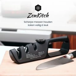 Beste Verkoop ⌛ ZenKitch Messenslijper - Aanzetstaal - Verstelbare Slijphoek & 2 Standen - Incl. Scharenslijper - Doortrekslijper - Carbon Steel 🔔 -T-fal winkle 550x550 148