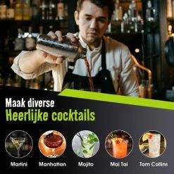 Flash-uitverkoop 😍 Cocktail Set Swissl | Luxe Cocktail Shaker Set Met Cocktail Boekje | Cocktail Stamper | Recepten Boekje | 10-delig | Swissl 🎁 -T-fal winkle 550x550 255