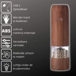 Korting 👍 Merkloos Gov Products Elektrische Peper- En Zoutmolen Set Hout Met Lampje - Pepermolen - Kruidenmolen 🤩 -T-fal winkle 550x550 269