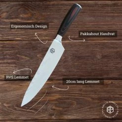 Flash-uitverkoop ⭐ Roham Products RP Professioneel Japans Koksmes – 20cm - Inclusief Mesbeschermer – RVS Lemmet - Handvat Van Pakkahout - Geleverd In Geschenkdoos 🎉 -T-fal winkle 550x550 34