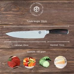 Flash-uitverkoop ⭐ Roham Products RP Professioneel Japans Koksmes – 20cm - Inclusief Mesbeschermer – RVS Lemmet - Handvat Van Pakkahout - Geleverd In Geschenkdoos 🎉 -T-fal winkle 550x550 36