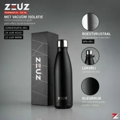 Nieuw ⭐ ZEUZ® Premium RVS Thermosfles & Drinkfles - Isoleerfles – Waterfles Met Rietje - BPA Vrij – 500 Ml - Mat Zwart 🌟 -T-fal winkle 550x550 371