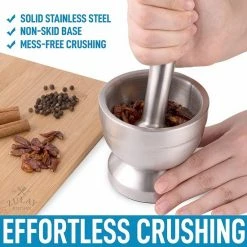 Uitgang 🔥 BOTC Vijzel Met Stamper – RVS – Geschikt Voor Specerijen, Kruiden, Knoflook - Sliver 🛒 -T-fal winkle 550x550 443