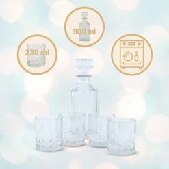 Top 10 👏 Orange85 Whiskey Karaf - 4 Glazen - 5- Delig - Transparant - 900/230 Ml - Glas - Set 😉 -T-fal winkle 550x550 488