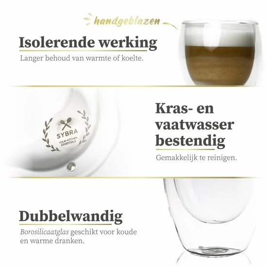Beste Verkoop 🤩 Sybra Dubbelwandige Koffieglazen - 2x 350ml - Theeglazen - Latte Macchiato Glazen - Dubbelwandige Theeglazen 🥰 2 Beste Verkoop 🤩 Sybra Dubbelwandige Koffieglazen - 2x 350ml - Theeglazen - Latte Macchiato Glazen - Dubbelwandige Theeglazen 🥰 - Afbeelding 2