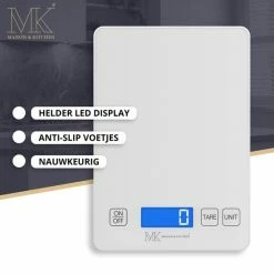 Top 10 🛒 Maison & Kitchen Digitale Precisie Keukenweegschaal – Weegschaal Keuken - 1gr Tot 15kg – Tarra Functie – Incl. Batterijen - Wit ✨ -T-fal winkle 550x550 517