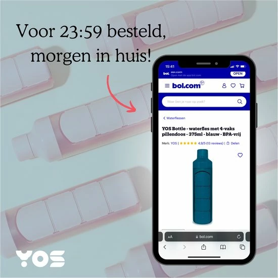 Begroting π― YOS Bottle - Waterfles Met 4-vaks Pillendoos - 375ml - Blauw - BPA-vrij β 7 Begroting π― YOS Bottle - Waterfles Met 4-vaks Pillendoos - 375ml - Blauw - BPA-vrij β - Afbeelding 7
