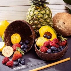 Hete verkoop 🤩 Ecowize Coconut Bowls (Set Van 3) - Kokosnoot Kom & Schaal - Met 3 Lepels, 3 Vorken En 8 Bamboe Rietjes - Zero Waste & Herbruikbaar - Duurzaam Cadeau ⌛ -T-fal winkle 550x550 565