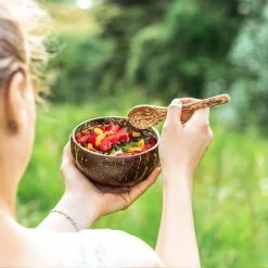 Hete verkoop 🤩 Ecowize Coconut Bowls (Set Van 3) - Kokosnoot Kom & Schaal - Met 3 Lepels, 3 Vorken En 8 Bamboe Rietjes - Zero Waste & Herbruikbaar - Duurzaam Cadeau ⌛ -T-fal winkle 550x550 568