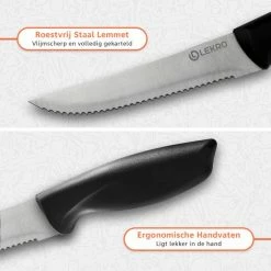 Kopen 🔥 Lekro Steakmessen – 8-delige Steakmessenset – Vaatwasserbestendig - RVS - Grijs 🎉 -T-fal winkle 550x550 658