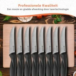 Kopen 🔥 Lekro Steakmessen – 8-delige Steakmessenset – Vaatwasserbestendig - RVS - Grijs 🎉 -T-fal winkle 550x550 661