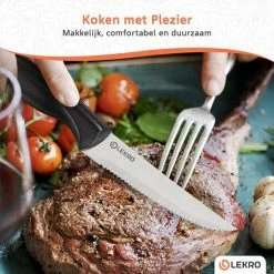Kopen 🔥 Lekro Steakmessen – 8-delige Steakmessenset – Vaatwasserbestendig - RVS - Grijs 🎉 -T-fal winkle 550x550 662
