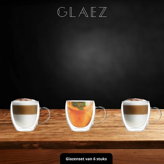 Gloednieuw π GLAEZ® Dubbelwandige Glazen Met Oor - Capuccino Koffieglas - Latte Macchiato Glazen - Theeglazen Dubbelwandig - Koffieglas Handgeblazen - Dubbelwandig Koffieglazen - Vaatwasserbestendig - 250 Ml - Set Van 6 Stuks π 2 Gloednieuw π GLAEZ® Dubbelwandige Glazen Met Oor - Capuccino Koffieglas - Latte Macchiato Glazen - Theeglazen Dubbelwandig - Koffieglas Handgeblazen - Dubbelwandig Koffieglazen - Vaatwasserbestendig - 250 Ml - Set Van 6 Stuks π - Afbeelding 2