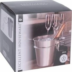 Gloednieuw 🎉 Excellent Houseware RVS Wijnkoeler - IJsemmer - Met Tafelhouder - Ø20,5 Cm - 3 Liter 😀 -T-fal winkle 550x557
