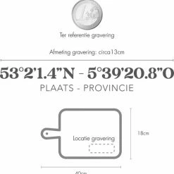 Flash-uitverkoop 👏 Studio216 Serveerplank KLOOSTERBUREN - GRONINGEN Met Exacte Coördinaten | Persoonlijk Cadeau | Hout 40x18cm | Tapasplank Van Jouw Plaats! 🔥 -T-fal winkle 550x558 6