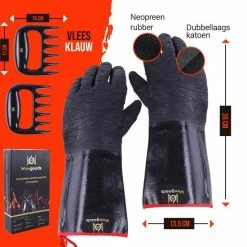 Groothandel ❤️ Wowgoods® Extra Lange Ovenwanten Tot 500°C - Hittebestendige BBQ Handschoenen Met Vleesklauwen ✔️ -T-fal winkle 550x567 1