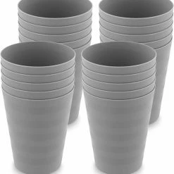 Coupon 🧨 In Round Herbruikbare Plastic Drink Bekers – 20 Stuks – Grijs ✔️